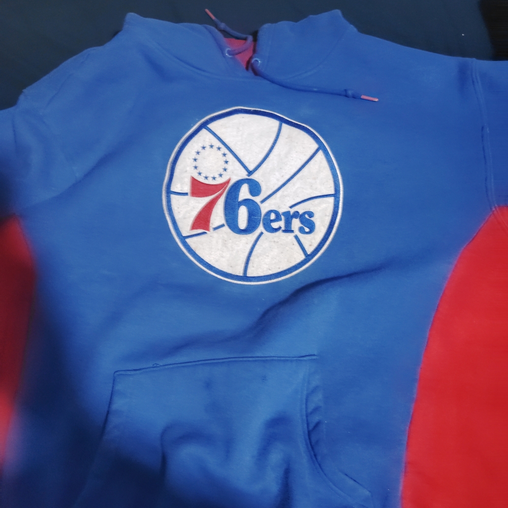 Mitchell & Ness 76ers Blue and Red Hoodie